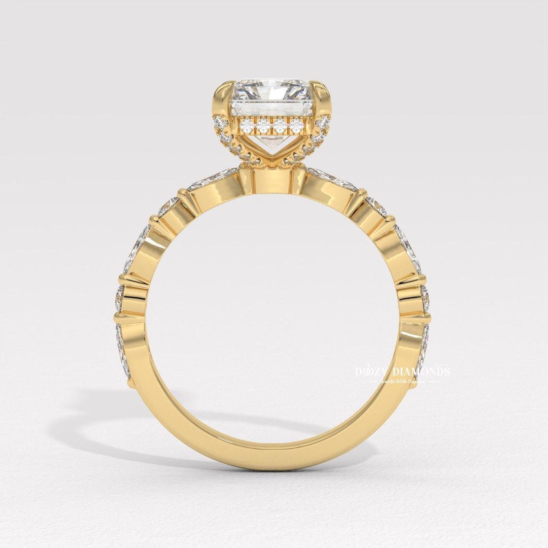 Ethical radiant cut engagement ring
Sustainable lab created diamond ring
14k gold radiant marquise ring
18k white gold pavé engagement ring
