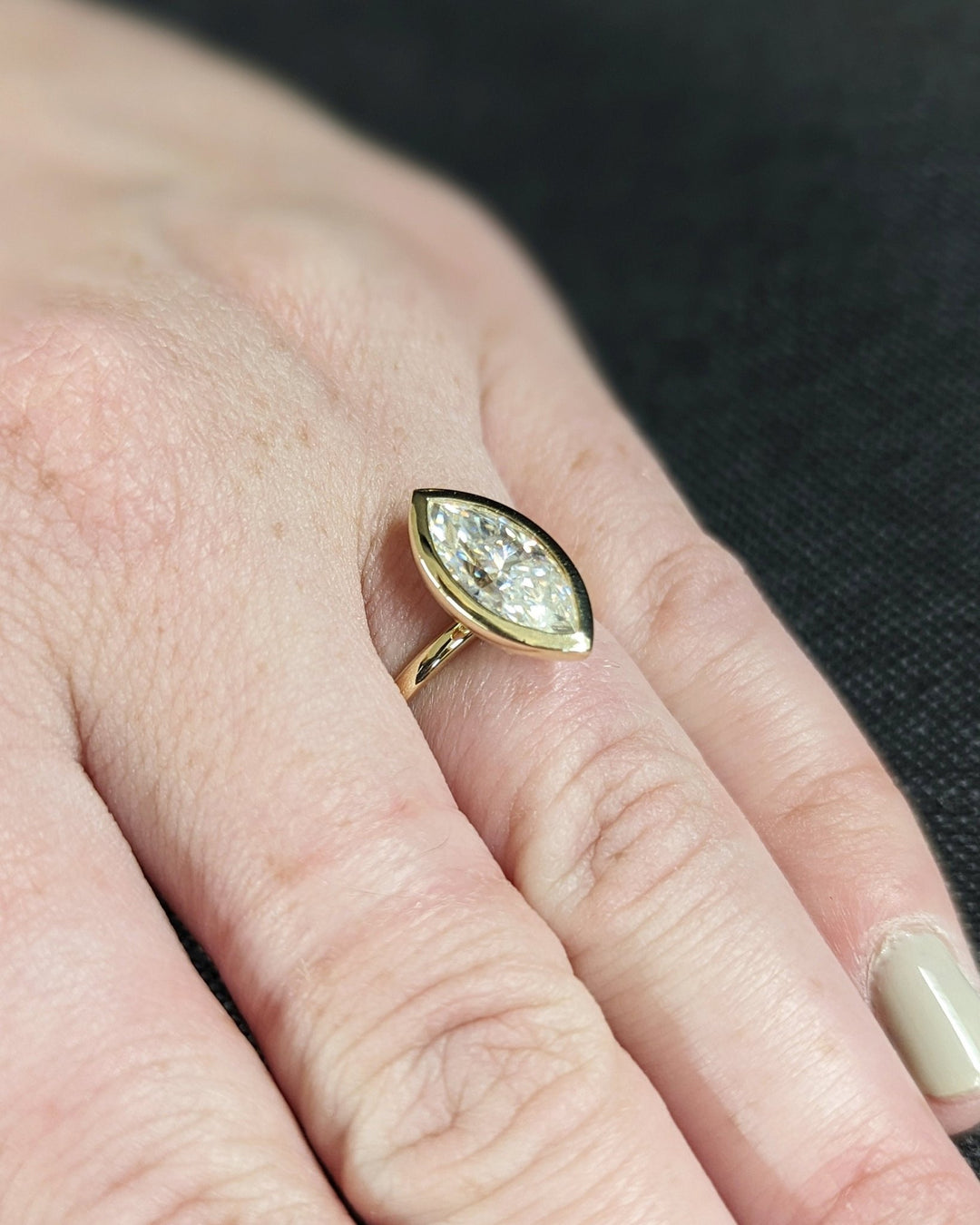 Women's fine diamond jewelry ring with bezel setting