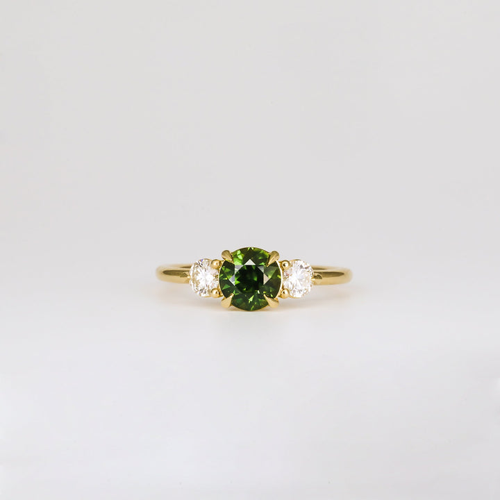 1.0CT-2.0CT  Round Australian Teal Sapphire Diamond Engagement Ring