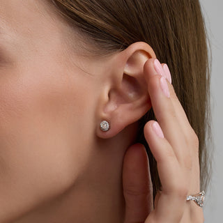 Oval FG-VS2 Lab-Grown Diamond Halo Stud Earrings