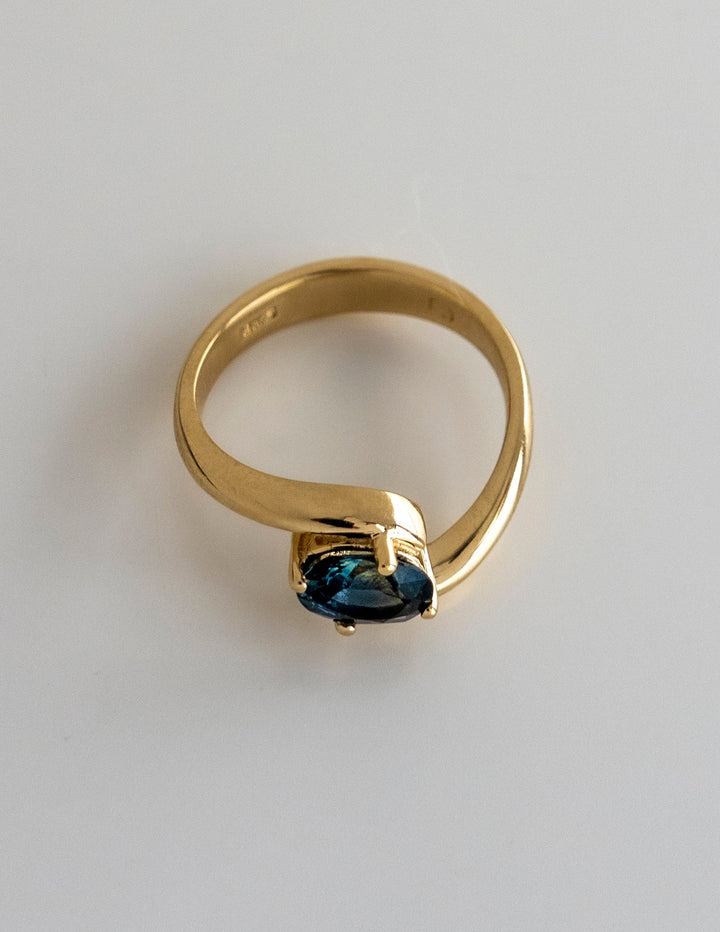 1.0CT-2.0CT Blue Sapphire Oval Cut Lab Grown Diamond Bypass Engagement Ring