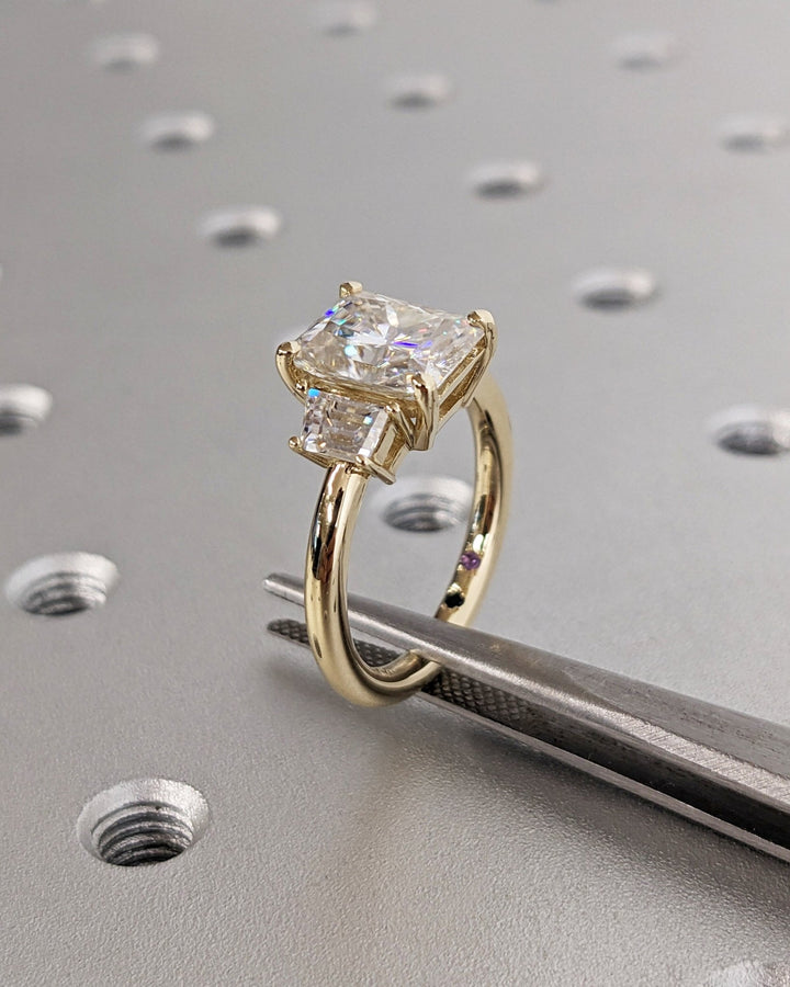 Radiant Cut Three Stone Diamond Ring for Modern Brides