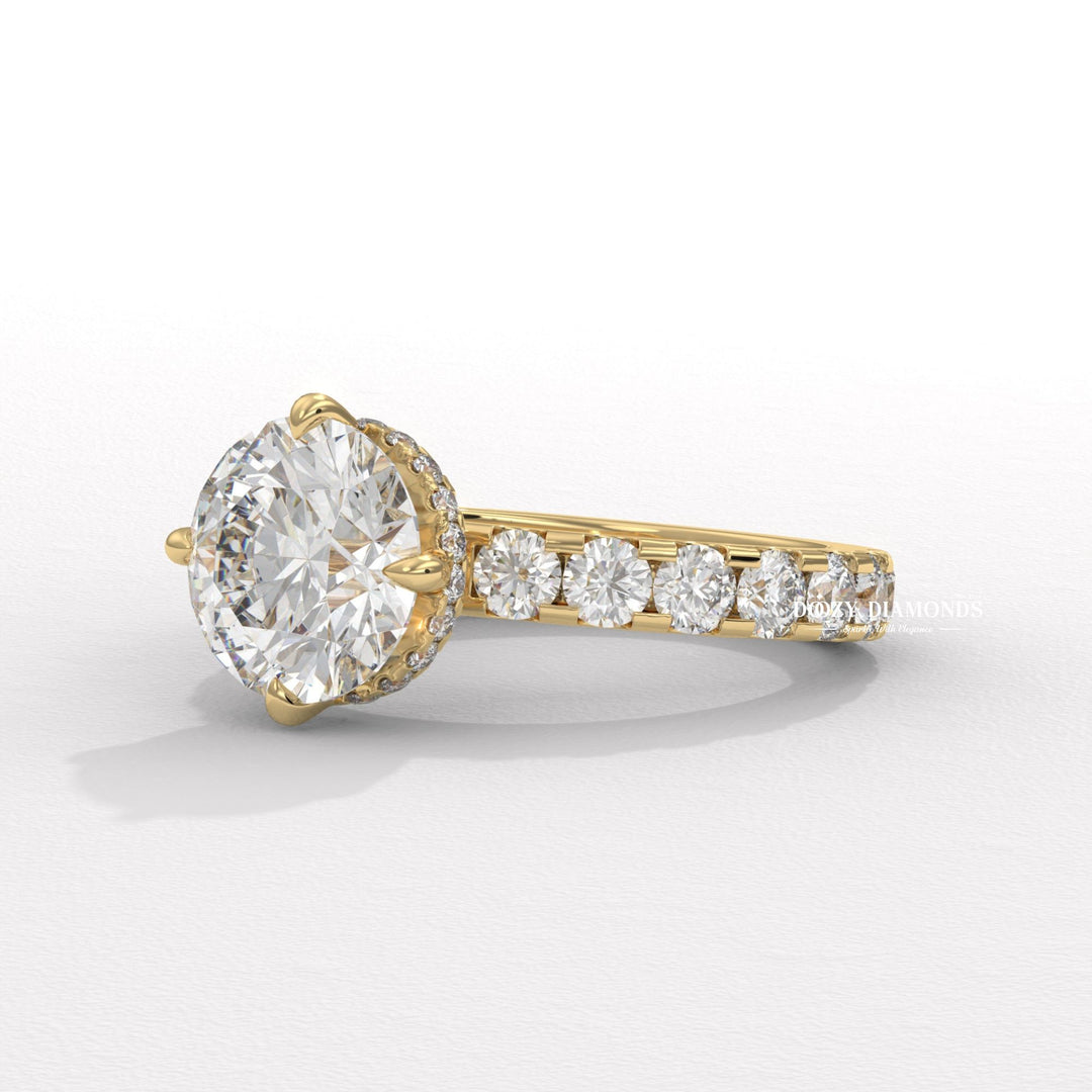 Subtle sparkle engagement ring
Modern twist classic elegance
Timeless engagement ring design
Secret halo engagement ring