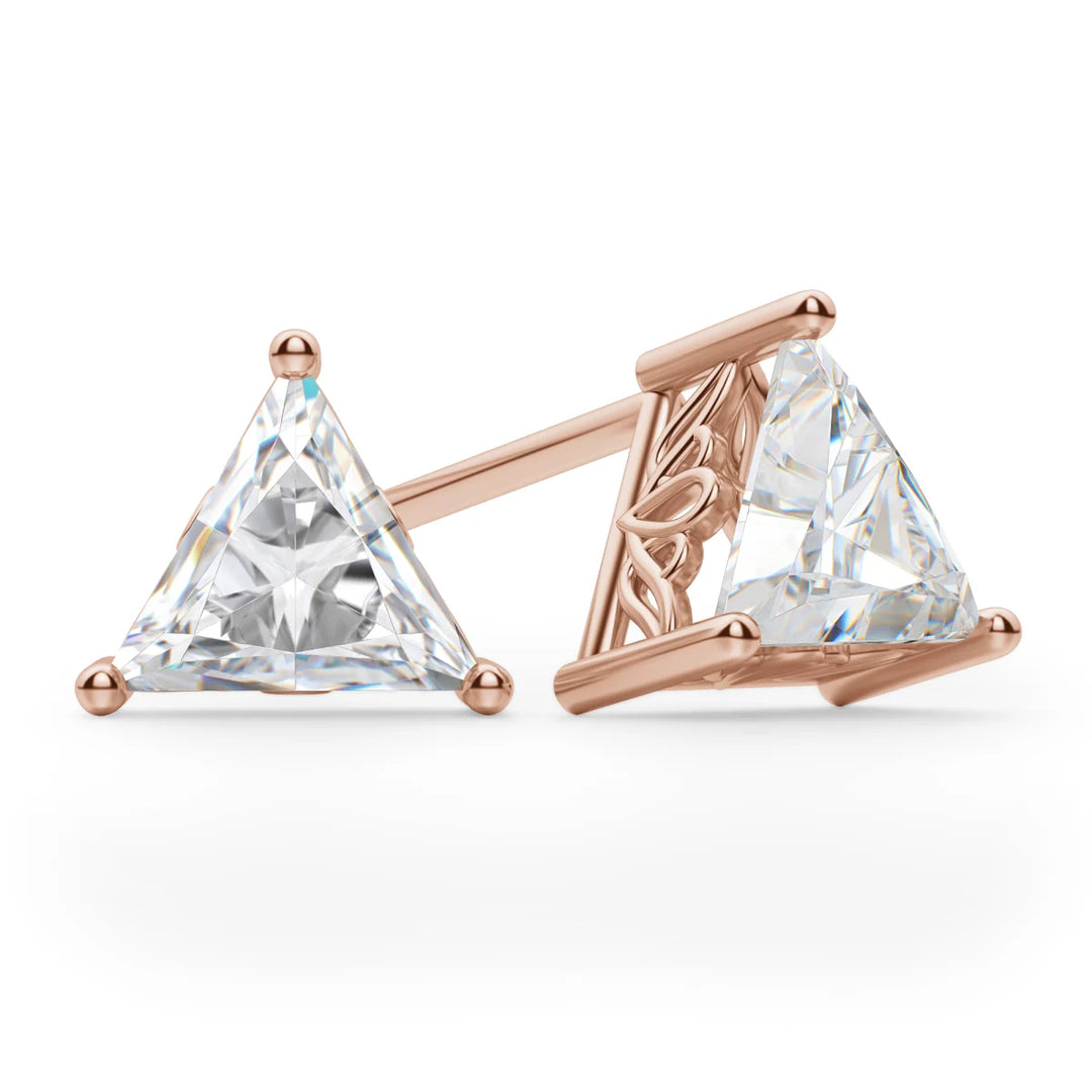 1ct Triangle Cut Moissanite Diamond Solitaire Stud Earrings