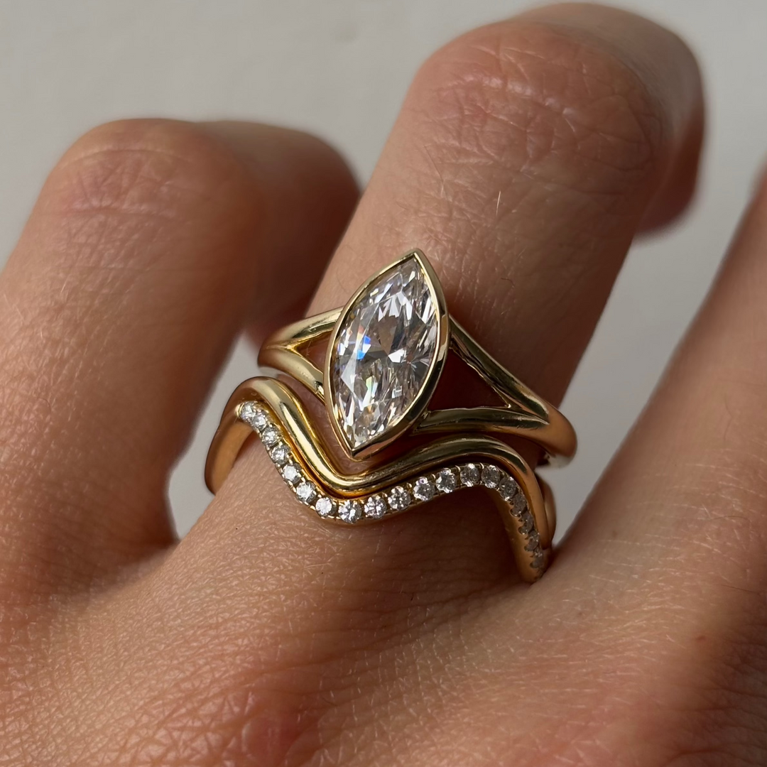 Round Diamond CVD EF/VVS Full Wave Pave Wedding Band