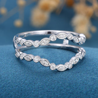 round-marquise-shaped-moissanite-unique-wedding-band