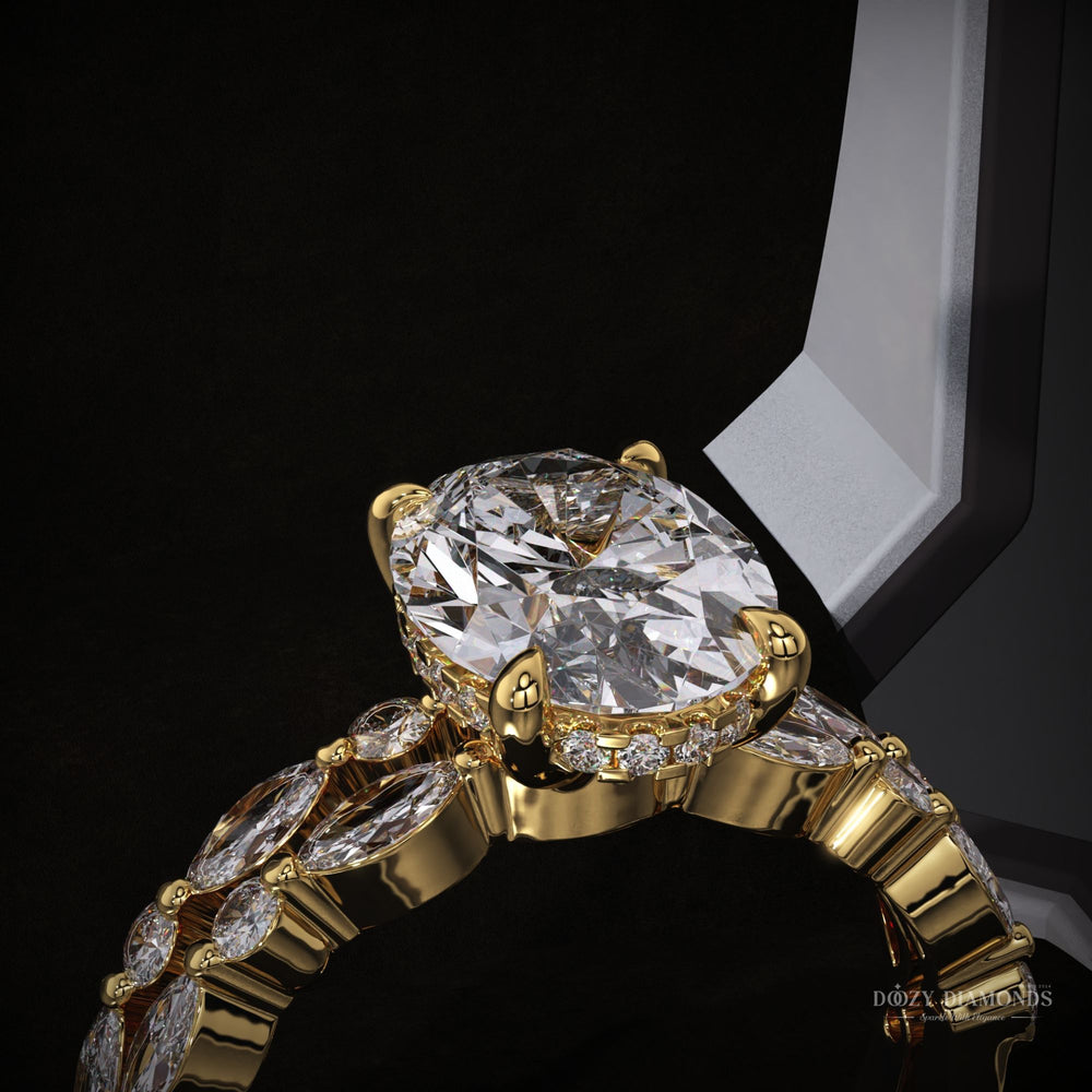 Ethical Engagement Ring
Marquise Diamond Band
Sustainable Bridal Jewelry
Oval Solitaire with Pavé
Hidden Halo Oval Ring