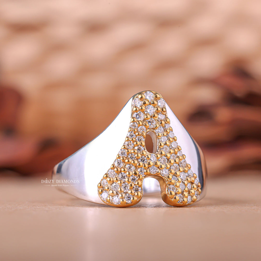 Round solitaire lab grown diamond ring fitted on finger