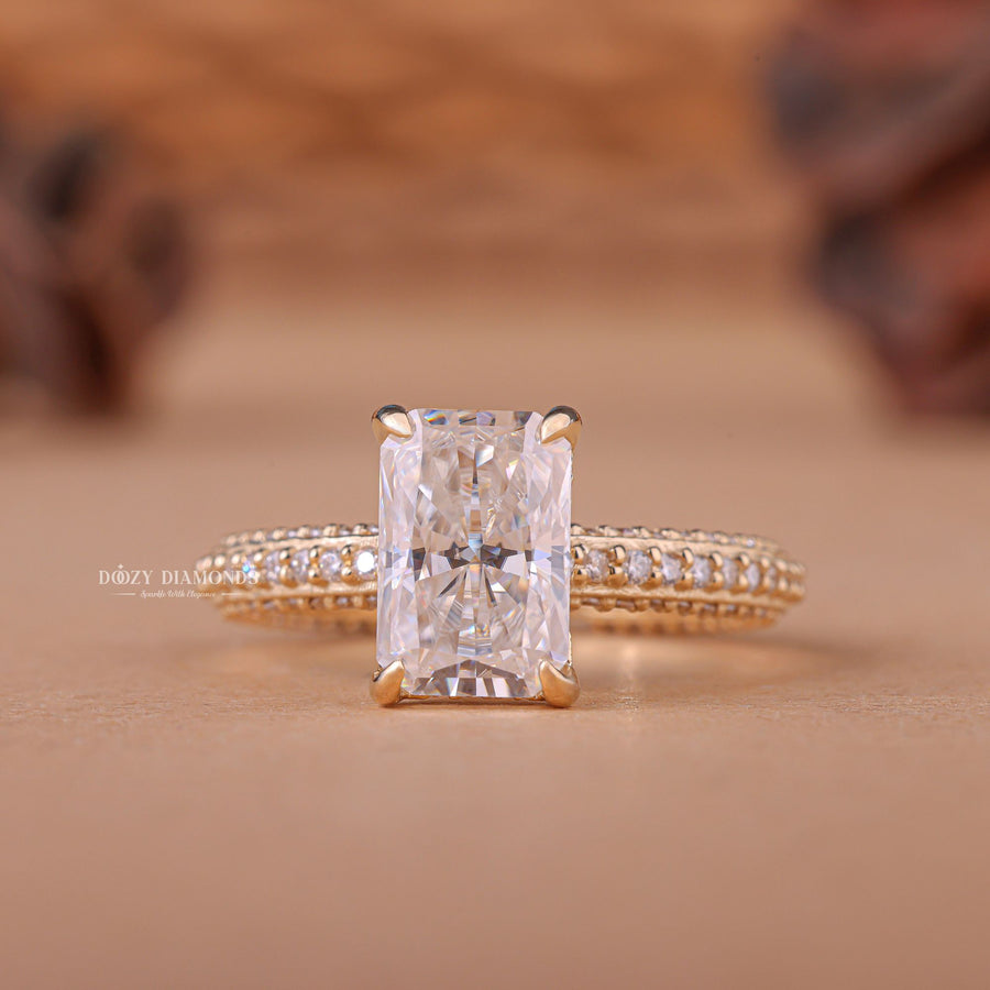 2.50CT - 3.50CT Radiant F/VS1 Lab Grown Diamond Micro Pave Engagement Ring - Doozy Diamonds