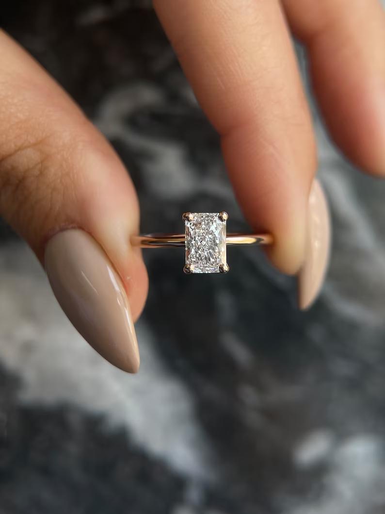 1.0 CT Radiant Solitaire CVD E/VS2 Diamond Engagement Ring - Doozy Diamonds