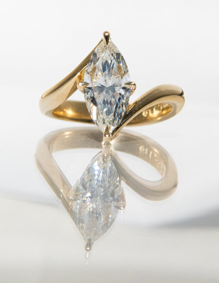 1.50CT-2.50CT Marquise Cut Diamond Unique Bypass Engagement Ring