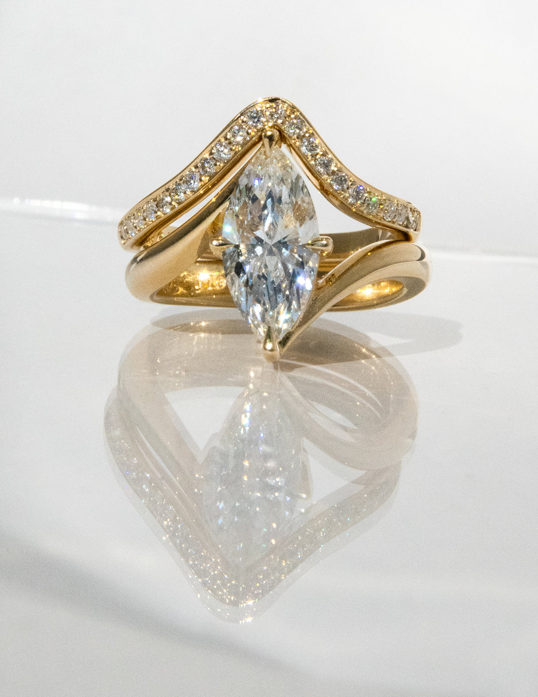 2.0CT Marquise F-VS Lab Grown Unique Wedding Ring with Wrap Pave Band
