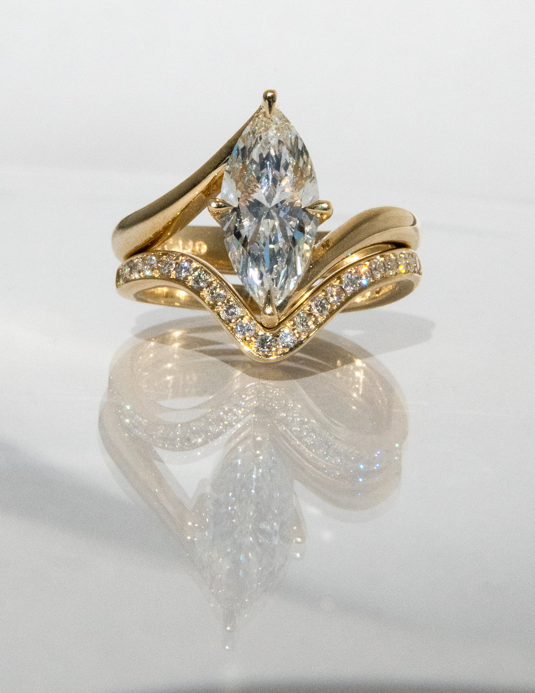 2.0CT Marquise F-VS Lab Grown Unique Wedding Ring with Wrap Pave Band