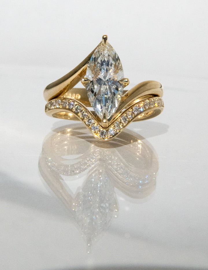 2.0CT Marquise F-VS Lab Grown Unique Wedding Ring with Wrap Pave Band