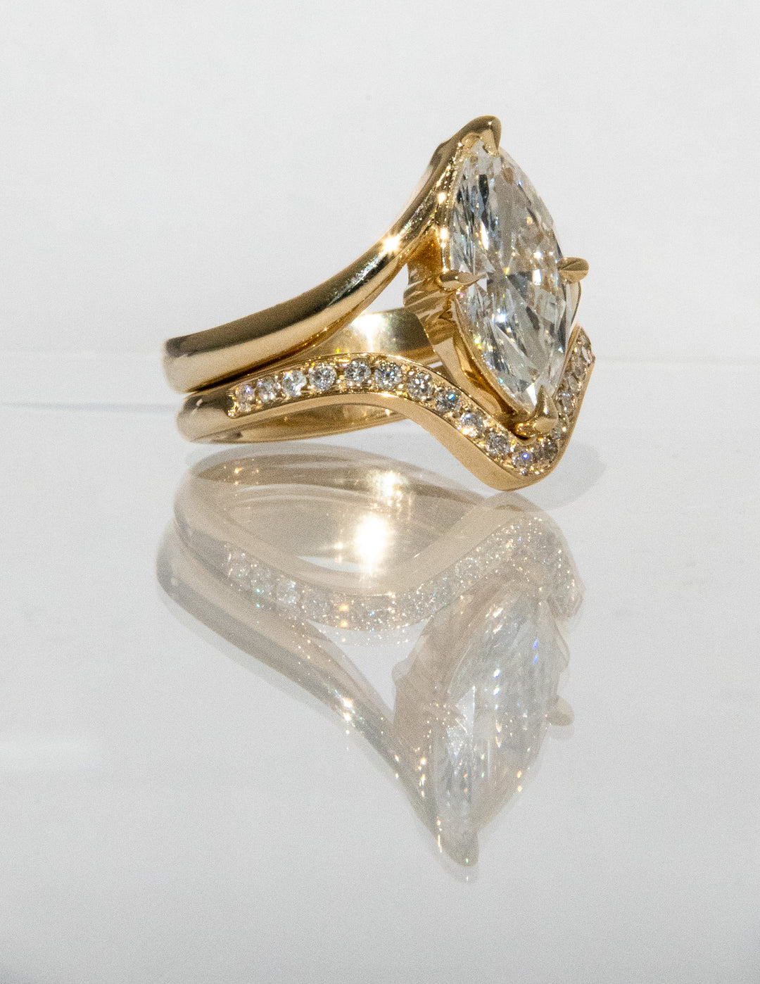 2.0CT Marquise F-VS Lab Grown Unique Wedding Ring with Wrap Pave Band