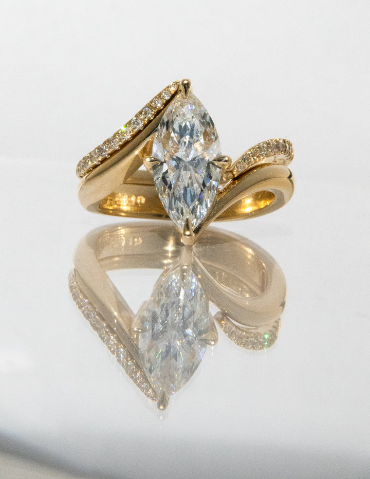 2.0CT Marquise F-VS Lab Grown Unique Wedding Ring with Wrap Pave Band