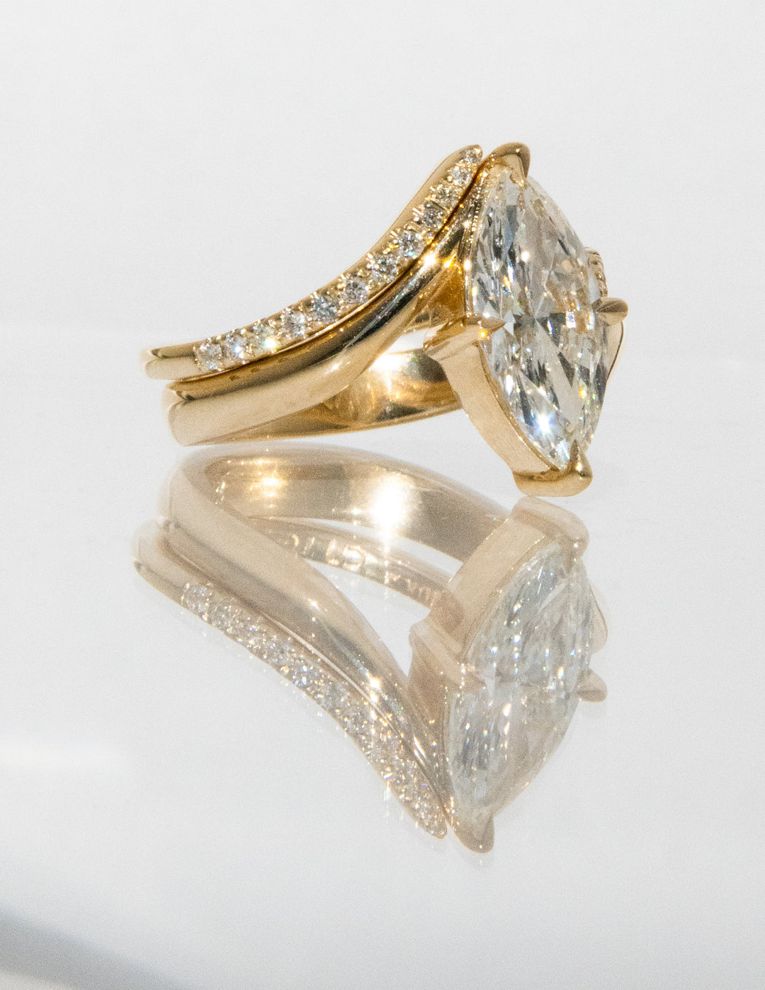 2.0CT Marquise F-VS Lab Grown Unique Wedding Ring with Wrap Pave Band