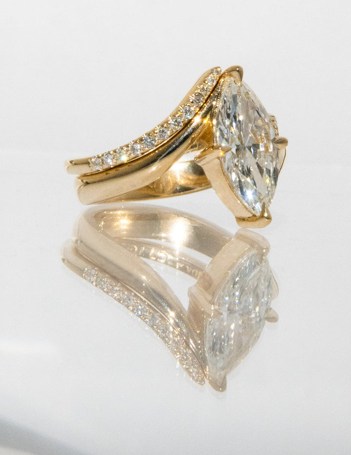 2.0CT Marquise F-VS Lab Grown Unique Wedding Ring with Wrap Pave Band