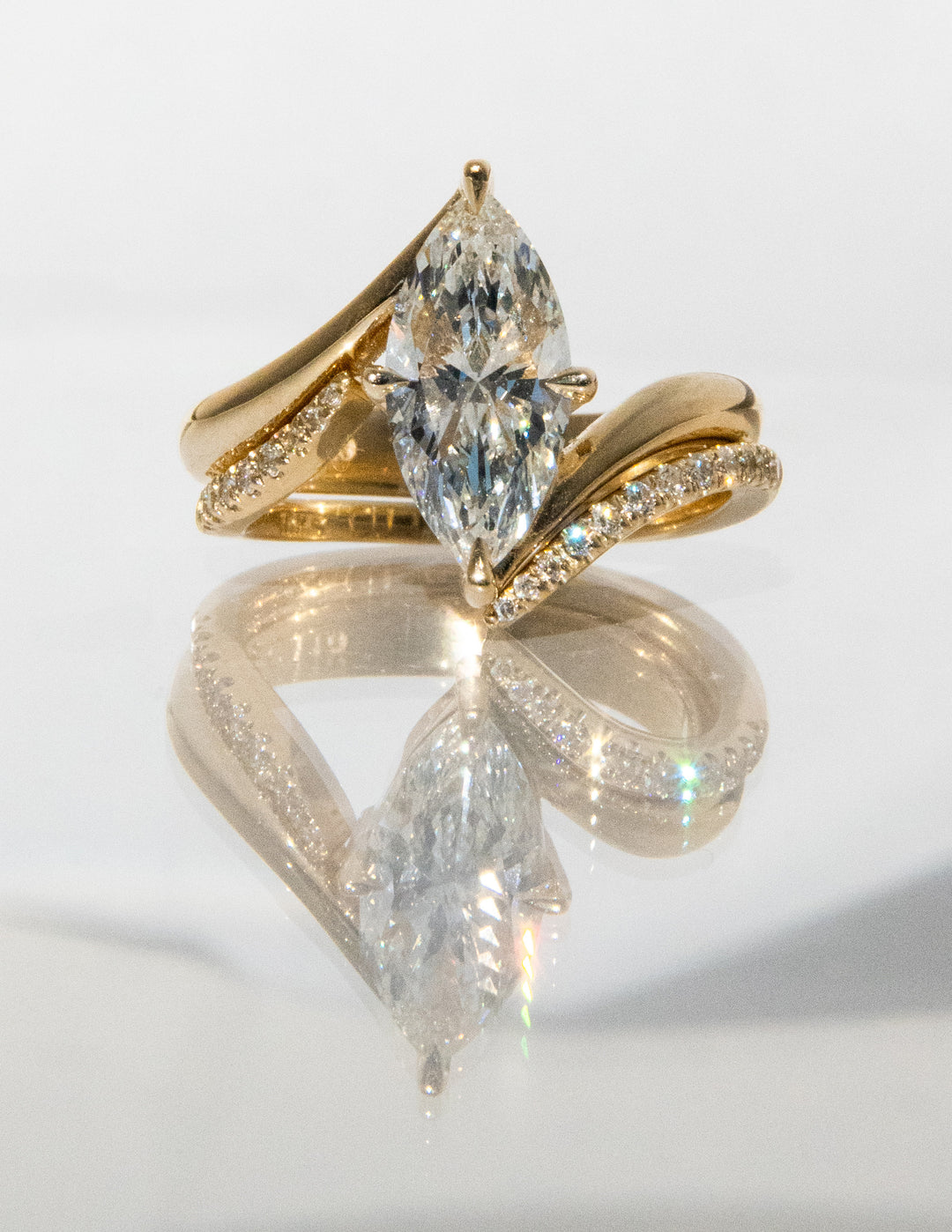 2.0CT Marquise F-VS Lab Grown Unique Wedding Ring with Wrap Pave Band