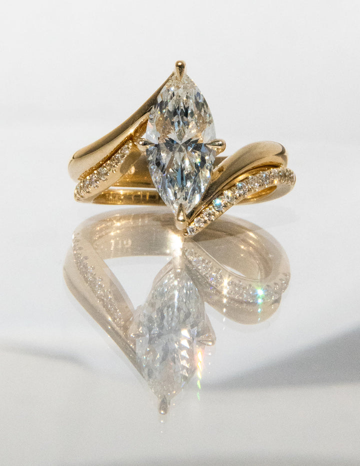 2.0CT Marquise F-VS Lab Grown Unique Wedding Ring with Wrap Pave Band