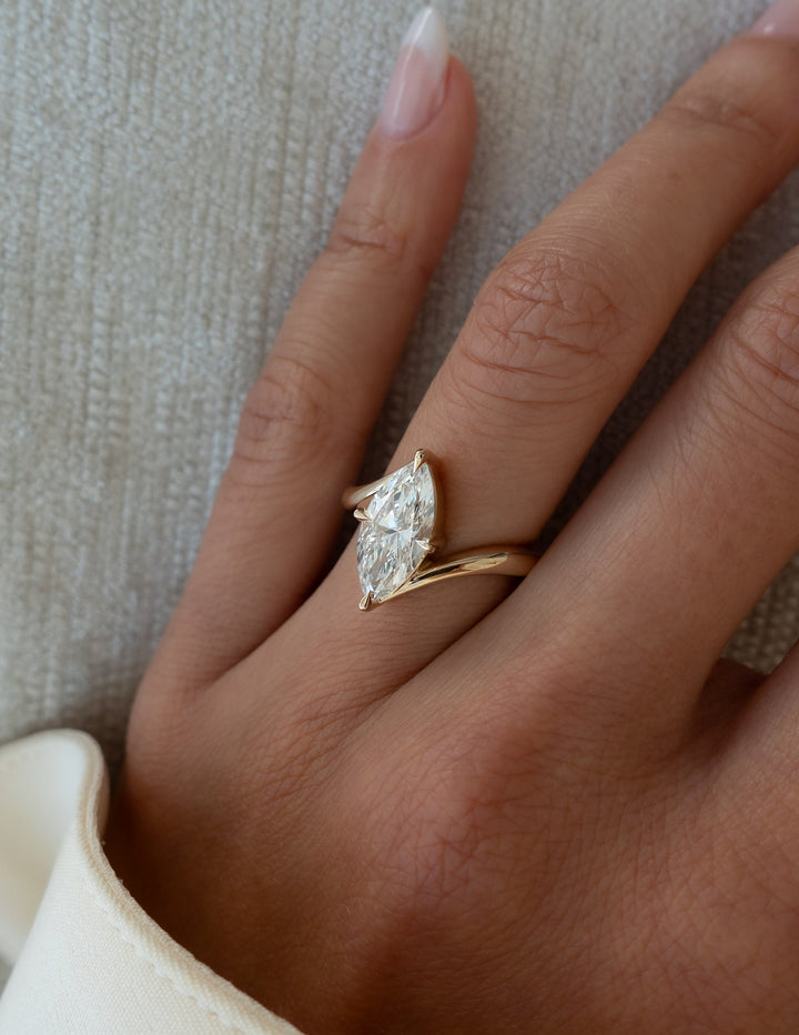 1.50CT-2.50CT Marquise Cut Diamond Unique Bypass Engagement Ring