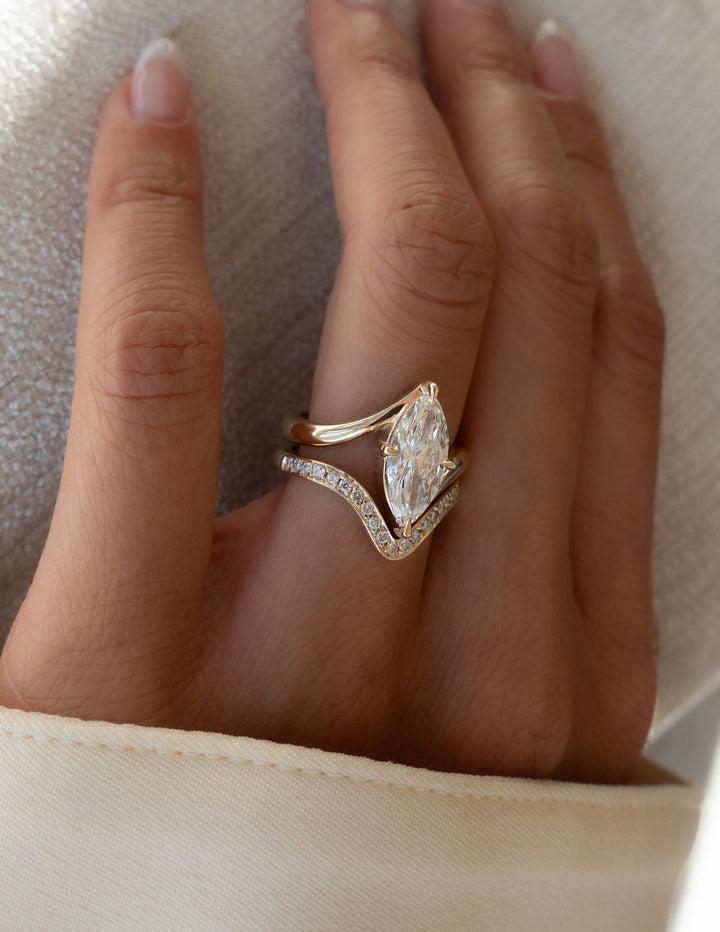 2.0CT Marquise F-VS Lab Grown Unique Wedding Ring with Wrap Pave Band