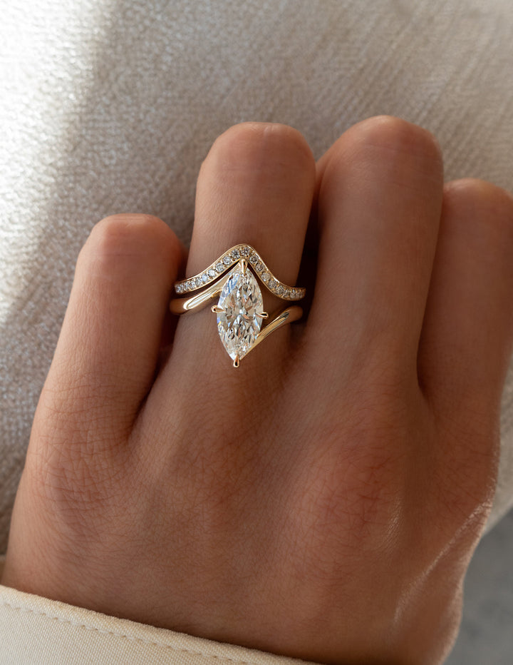 2.0CT Marquise F-VS Lab Grown Unique Wedding Ring with Wrap Pave Band