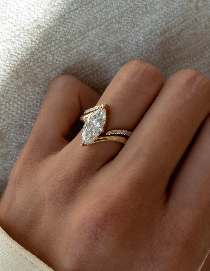2.0CT Marquise F-VS Lab Grown Unique Wedding Ring with Wrap Pave Band