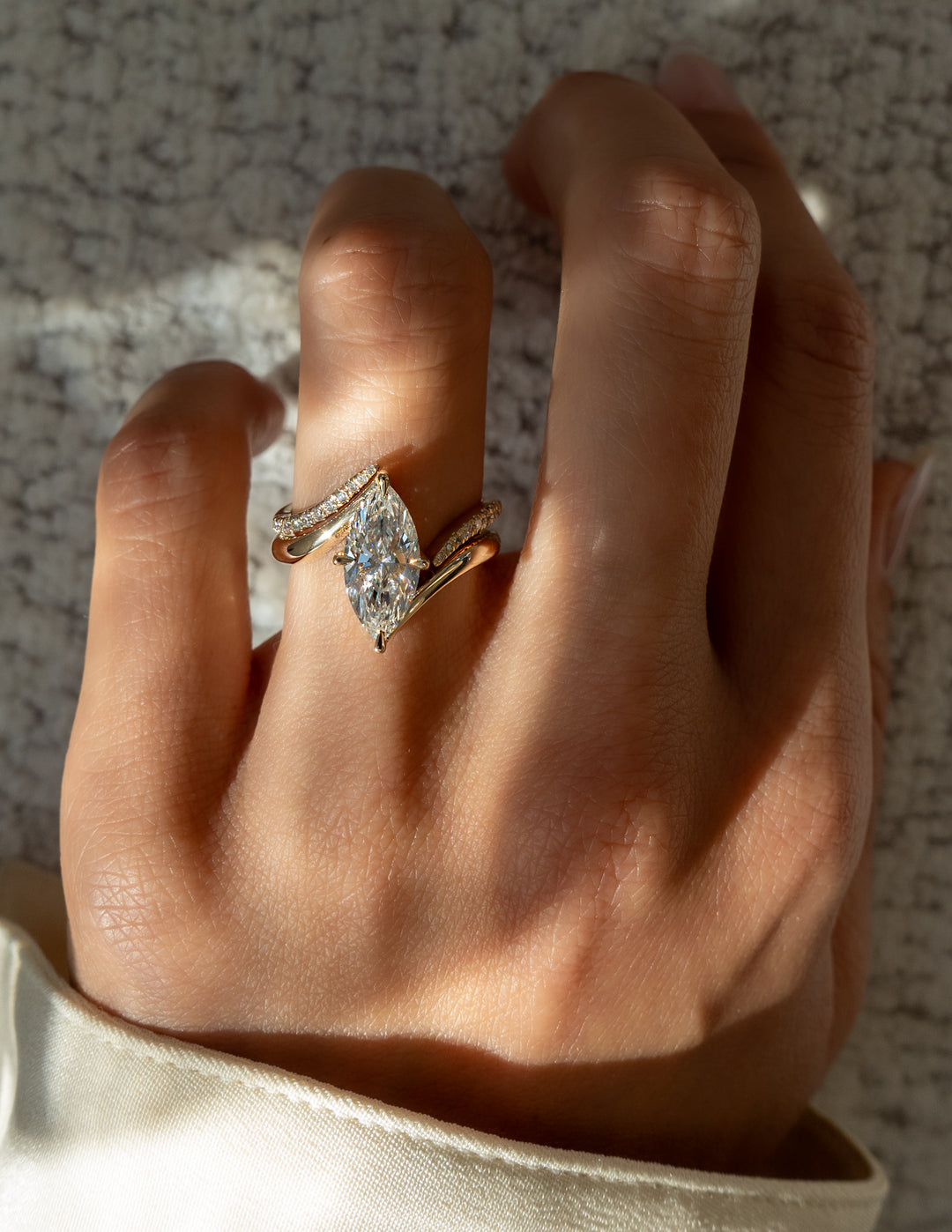 2.0CT Marquise F-VS Lab Grown Unique Wedding Ring with Wrap Pave Band