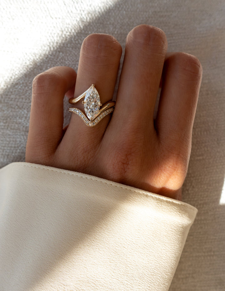 2.0CT Marquise F-VS Lab Grown Unique Wedding Ring with Wrap Pave Band