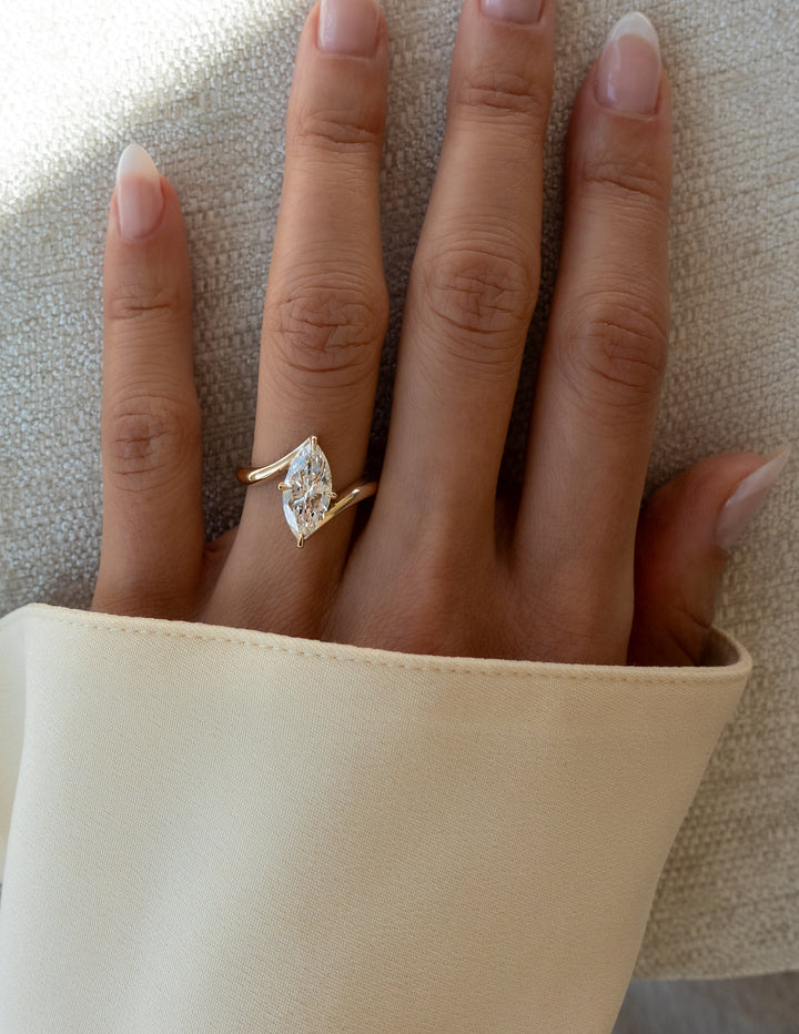 1.50CT-2.50CT Marquise Cut Diamond Unique Bypass Engagement Ring
