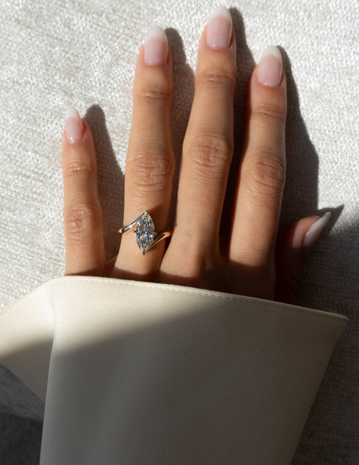 1.50CT-2.50CT Marquise Cut Diamond Unique Bypass Engagement Ring