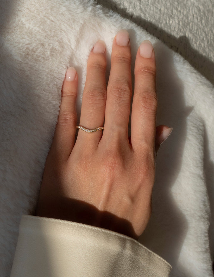 Round Diamond CVD EF/VVS Eve Wave Pave Wedding Band