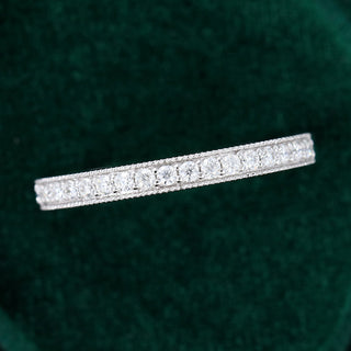 round-moissanite-milgrain-half-eternity-wedding-band