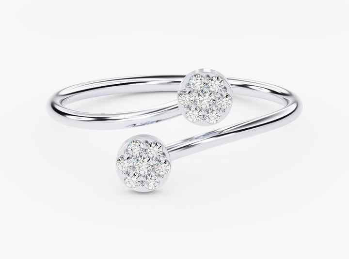Round Flower Diamond Bypass Engagement Ring