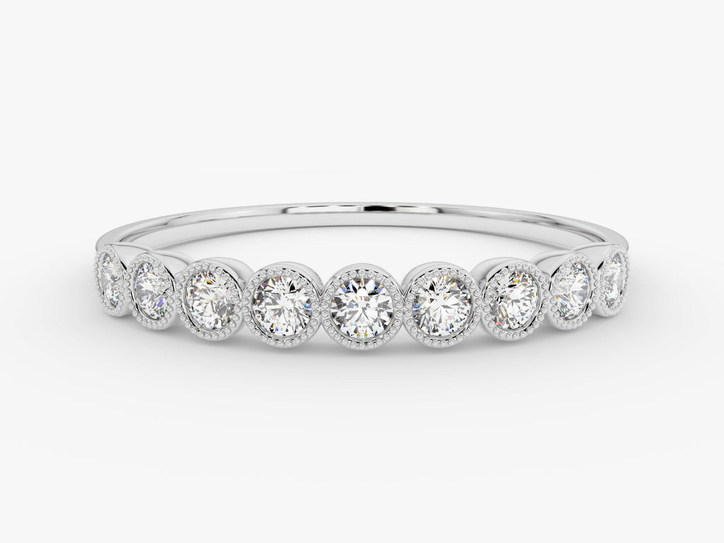 Vintage Round Bezel CVD EF/VVS Diamond Wedding Band