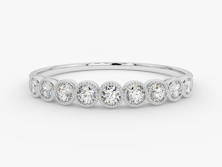 Vintage Round Bezel CVD EF/VVS Diamond Wedding Band