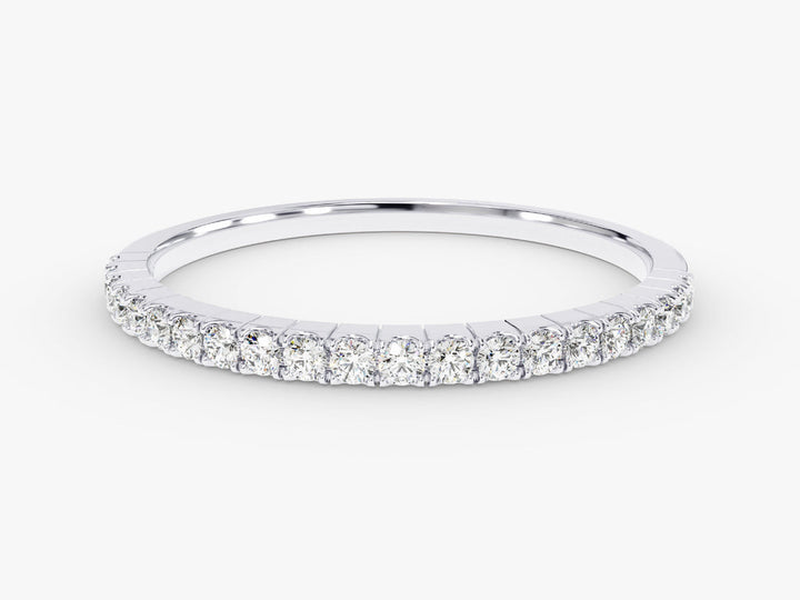 0.21CT Round Cut Half Eternity CVD EF/VVS Diamond Wedding Band