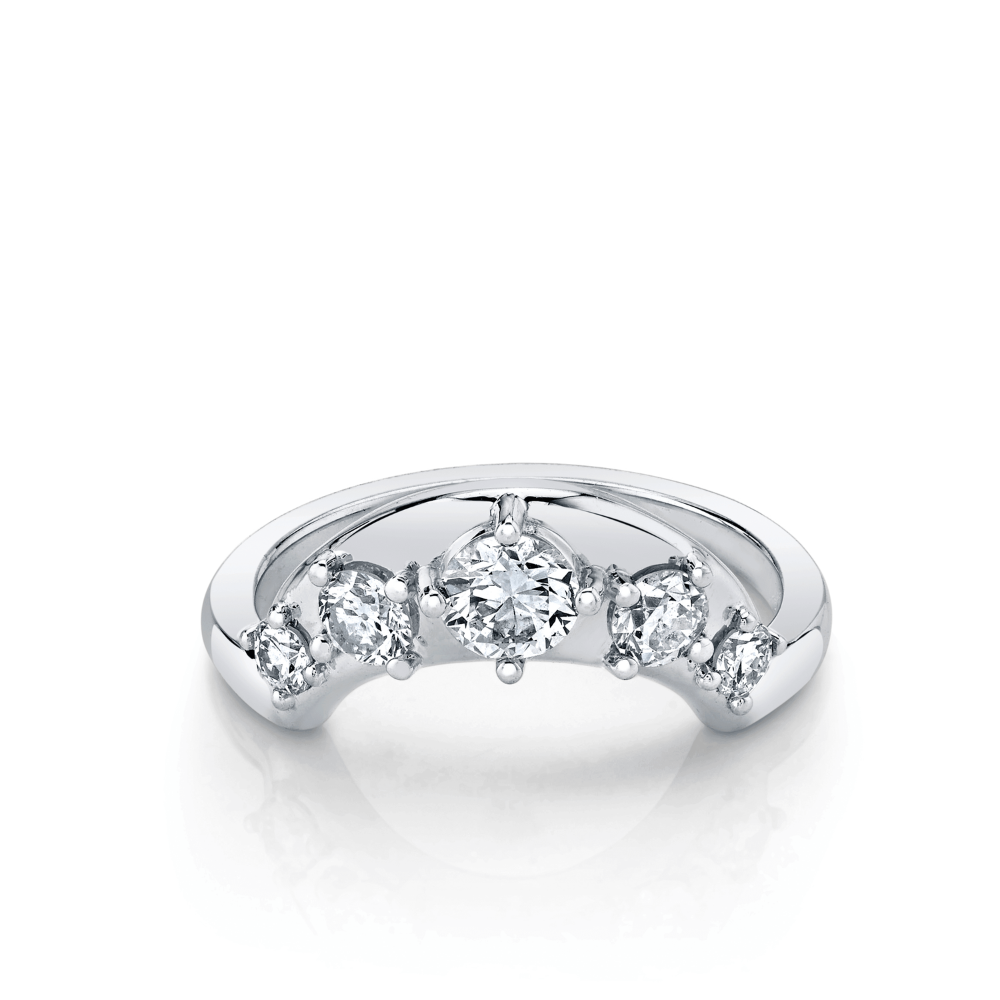 Round Diamond CVD EF/VVS Five Stone Curved Wedding Band