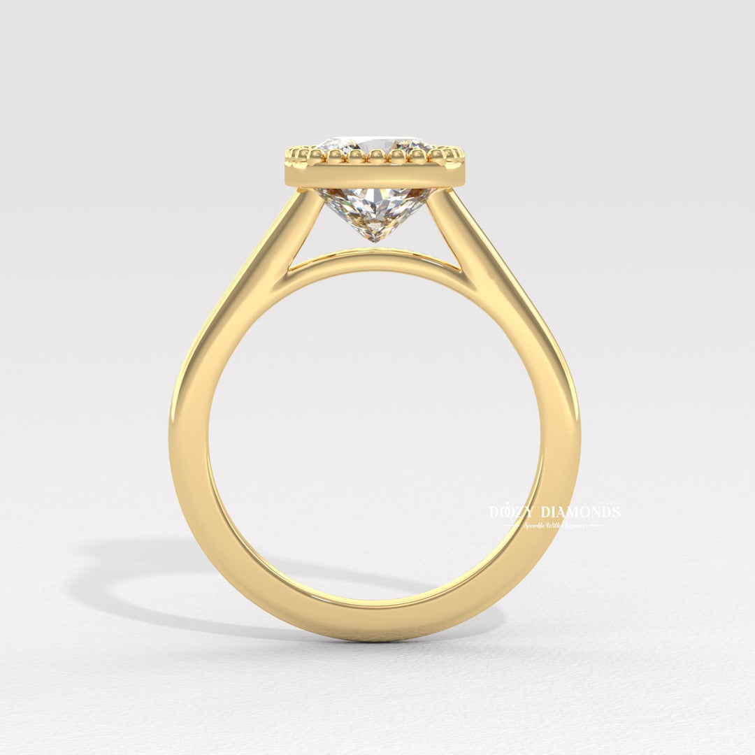 Cushion Cut Vintage Engagement Ring
Vintage Bezel Cushion Diamond Ring
Cushion Cut Solitaire Bezel Setting
