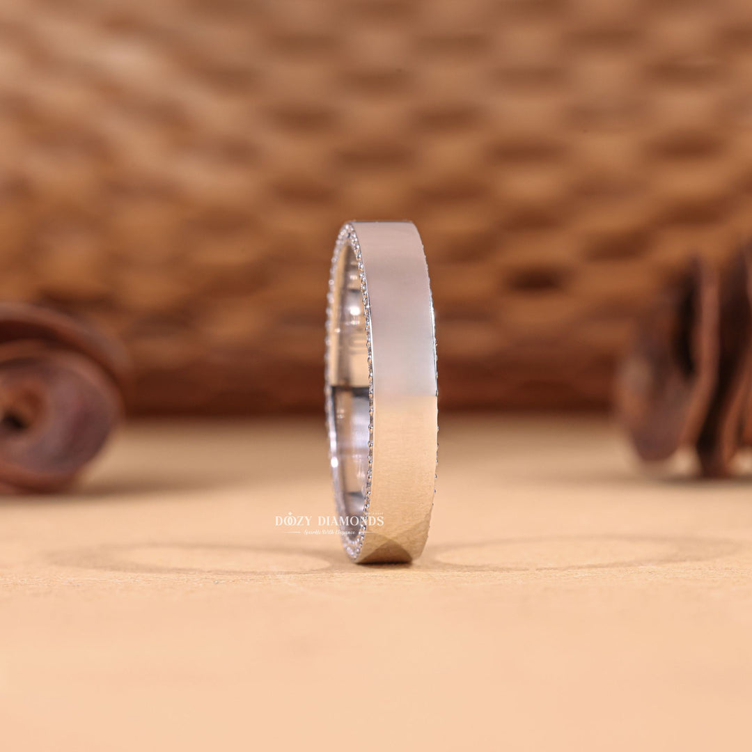 Yellow gold diamond wedding band, Rose gold diamond wedding band, Two-tone diamond wedding band, Certified diamond wedding band, Handcrafted diamond wedding band,