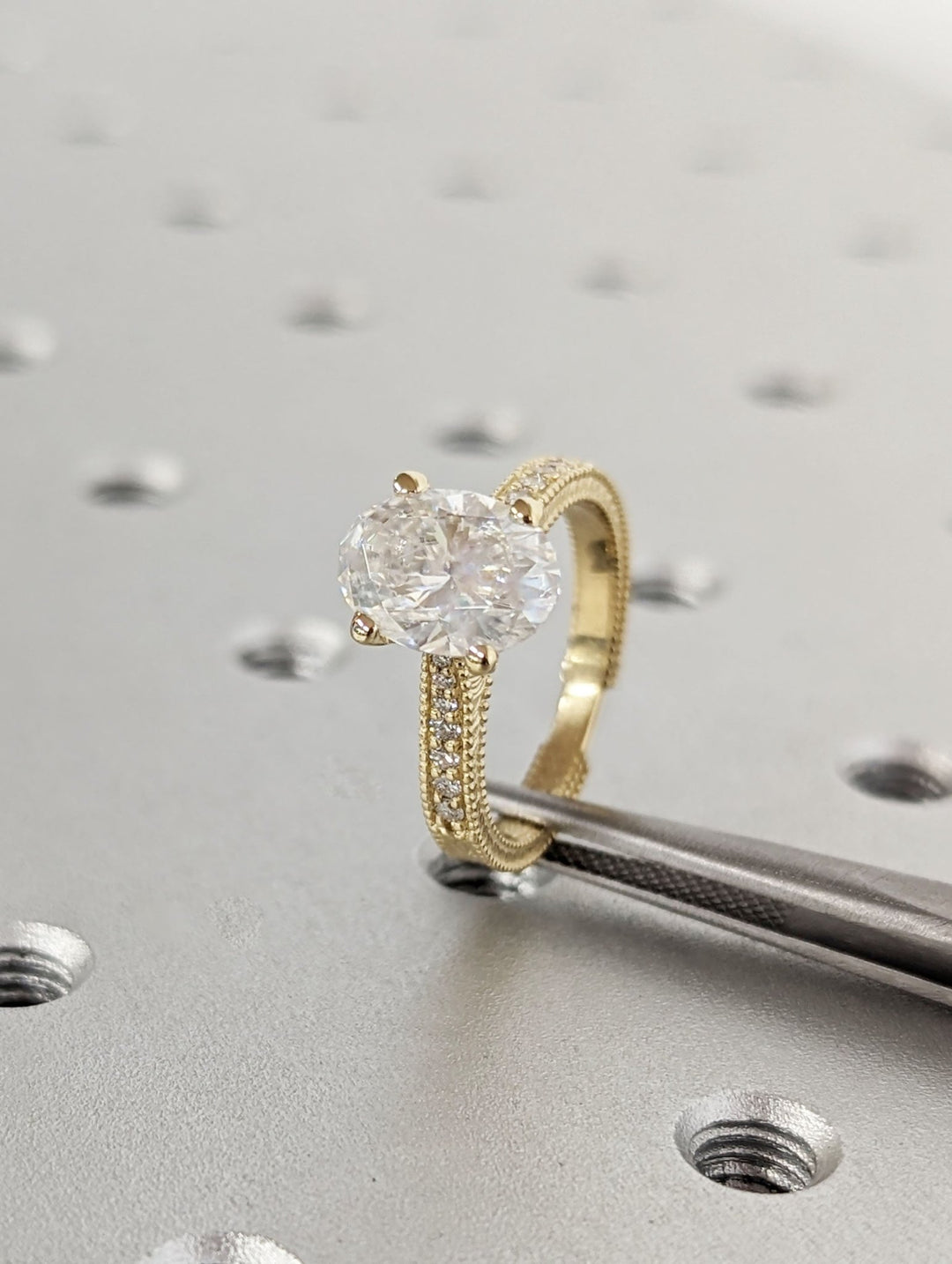 Luxury oval lab grown diamond ring for her