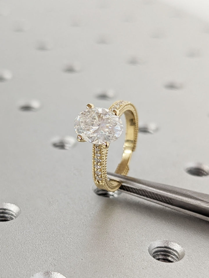 Luxury oval lab grown diamond ring for her