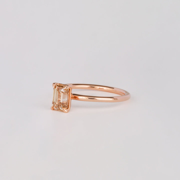 1.0CT-2.0CT Emerald Cut Lab Grown Champagne Diamond Engagement Ring