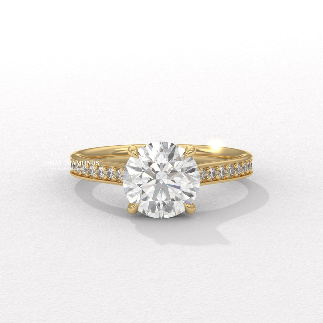 Yellow Gold Round Diamond Ring
Round Diamond Pave Setting Ring
18K Yellow Gold Pave Diamond Ring