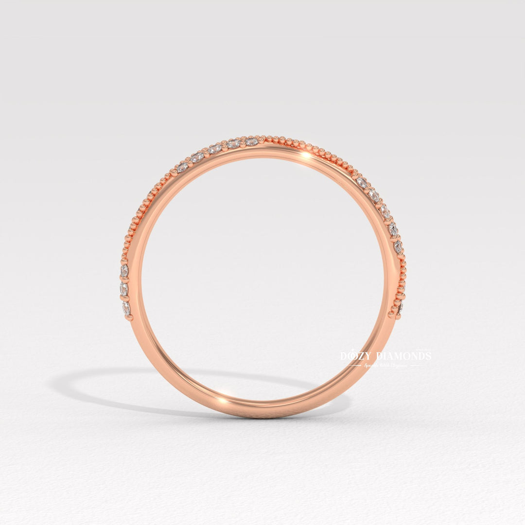 Yellow gold antique ring
Rose gold vintage band
Stackable eternity ring
Retro style diamond band