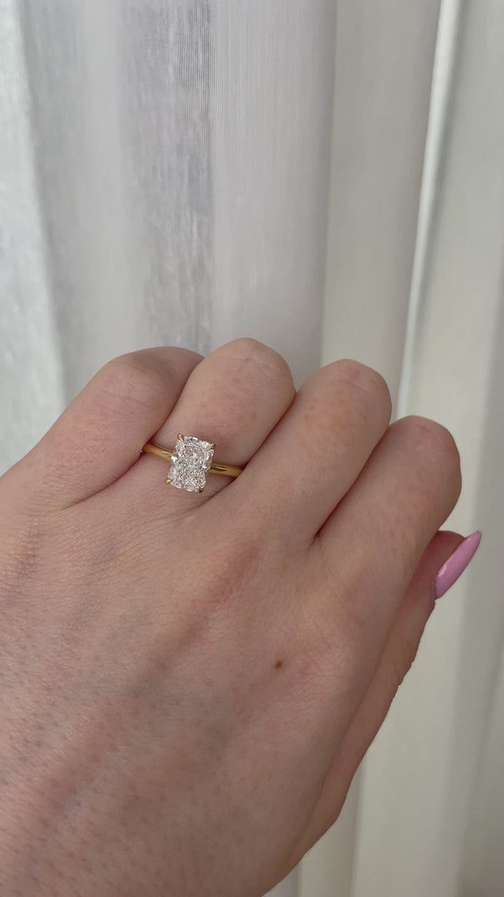 2.06-4.06 CT Elongated Cushion Cut Lab Grown Diamond Solitaire Engagement Ring