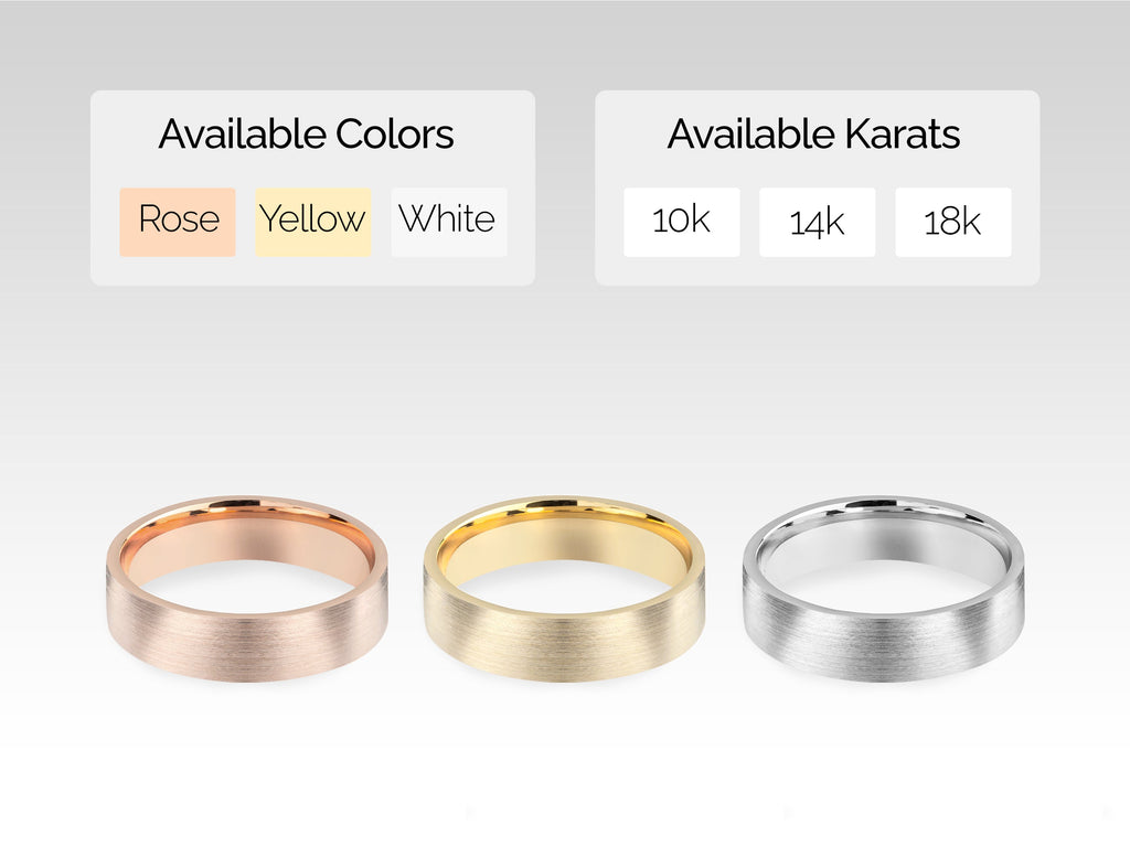 5.0mm Matte Brushed Classic Flat Wedding Band For Women