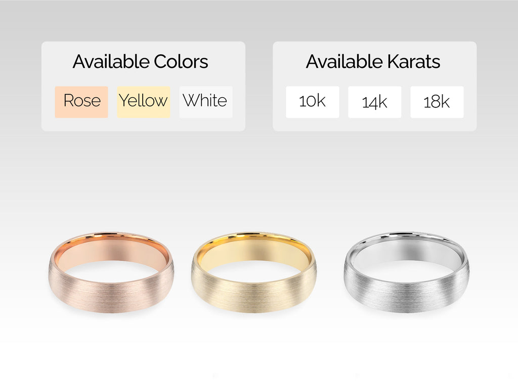 5.0mm Matte Brushed Classic Dome Wedding Band