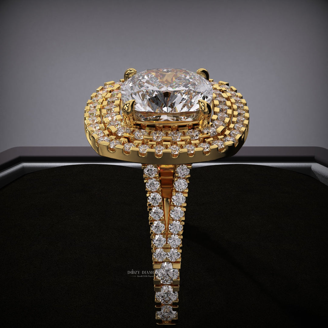 affordable luxury ring
bridal jewelry ring
romantic engagement ring
timeless engagement ring
glamorous engagement ring
cushion split shank ring
